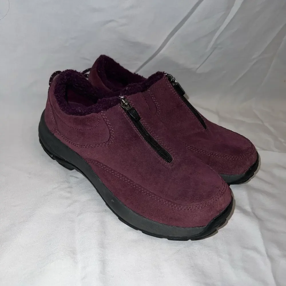LL Bean Women's Maroon Size 7 Medium Comfort Mocs Slip On Shoe Zip